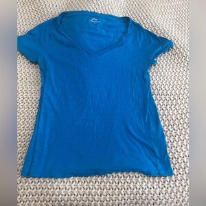 J.Crew Bright Blue V-Neck Cotton Tee